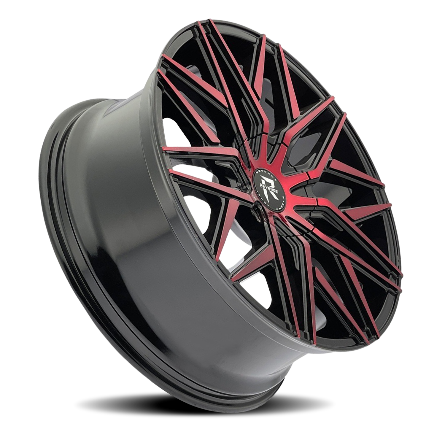 REVENGE LUXURY RL-104 18X8 35 5X120/5X114.3 BLACK RED FACE