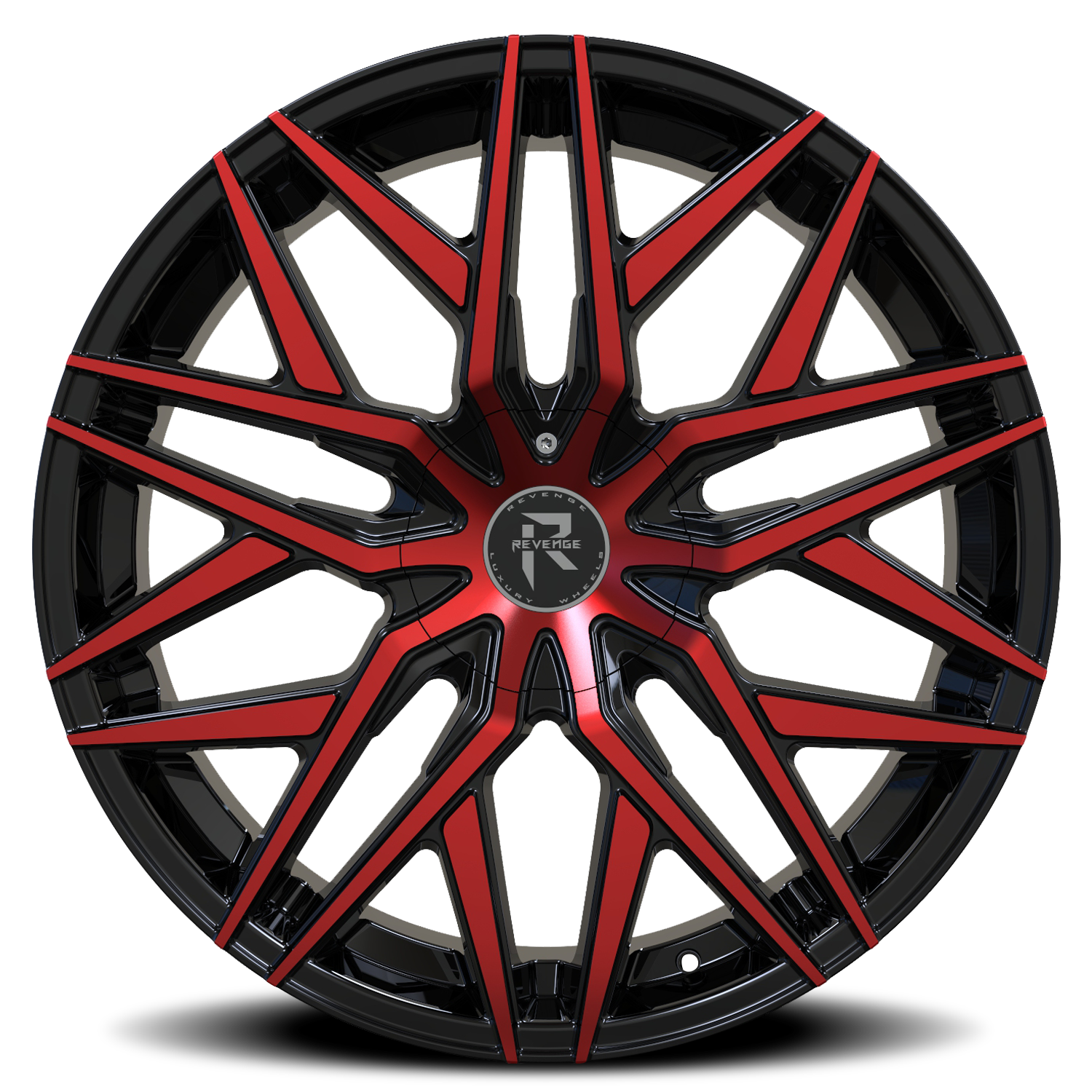 REVENGE LUXURY RL-104 18X8 35 5X108/5X114.3 BLACK RED FACE