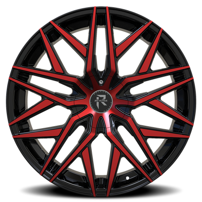 REVENGE LUXURY RL-104 18X8 35 5X108/5X114.3 BLACK RED FACE