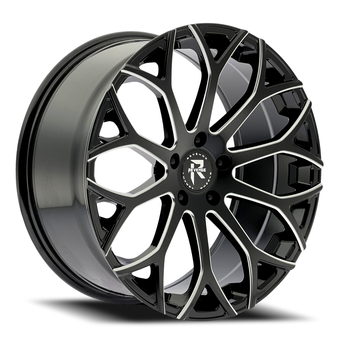 REVENGE LUXURY RL-105 22X9 35 5X120 BLACK MILLED WINDOWS