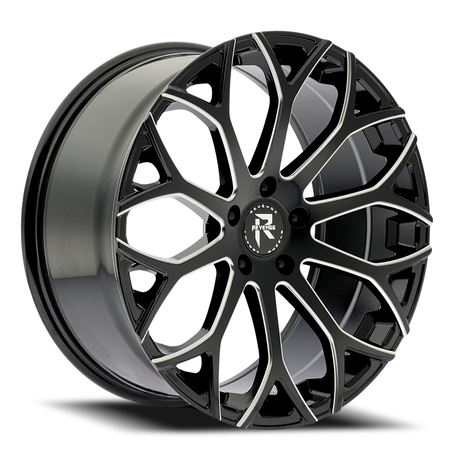 REVENGE LUXURY RL-105 22X9 35 5X120 BLACK MILLED WINDOWS