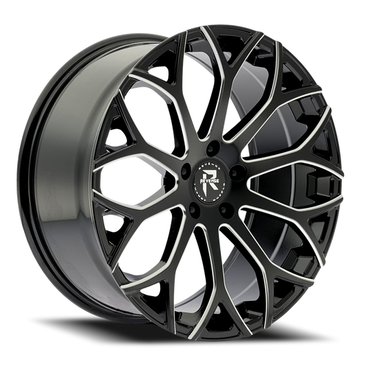 REVENGE LUXURY RL-105 22X9 35 5X120 BLACK MILLED WINDOWS