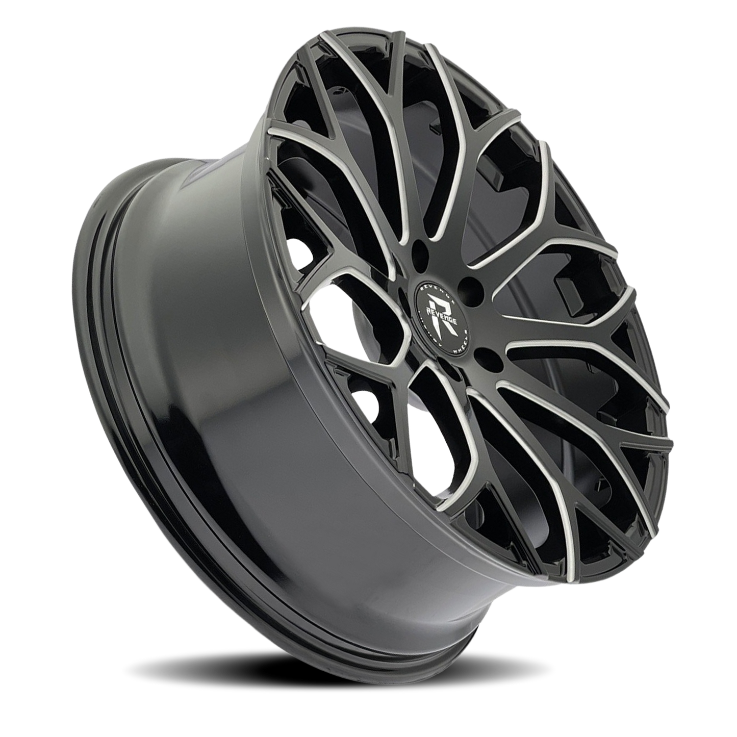 REVENGE LUXURY RL-105 22X9 35 5X114.3 BLACK MILLED WINDOWS
