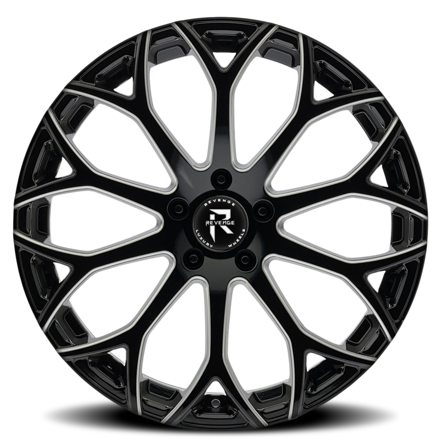 REVENGE LUXURY RL-105 22X9 20 5X115 BLACK MILLED WINDOWS