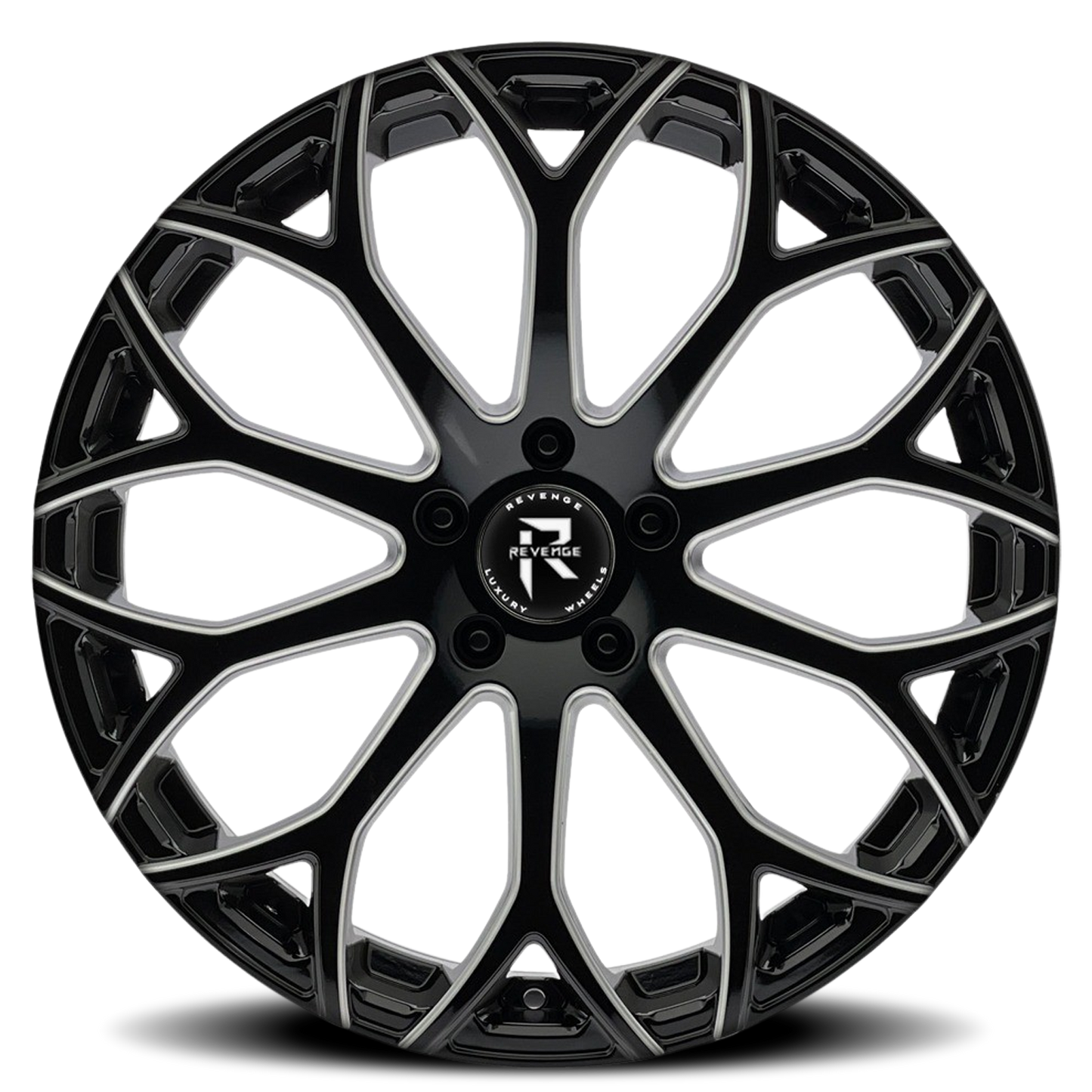 REVENGE LUXURY RL-105 22X9 35 5X120 BLACK MILLED WINDOWS