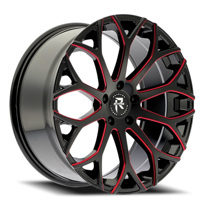 REVENGE LUXURY RL-105 22X9 35 5X114.3 BLACK RED MILLED