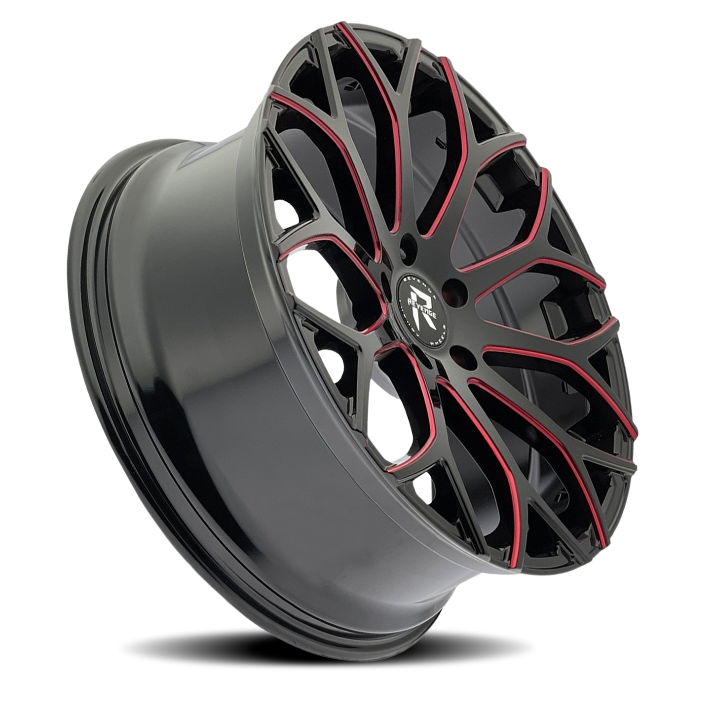 REVENGE LUXURY RL-105 22X9 35 5X114.3 BLACK RED MILLED