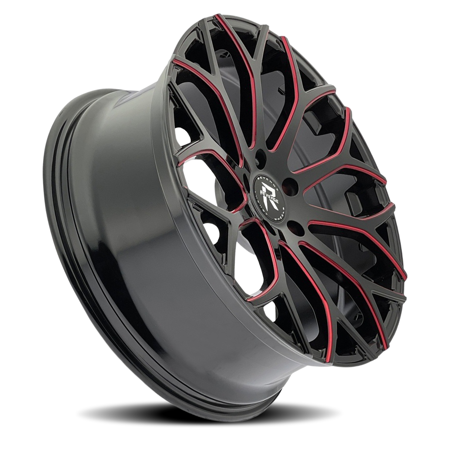 REVENGE LUXURY RL-105 22X9 35 5X114.3 BLACK RED MILLED