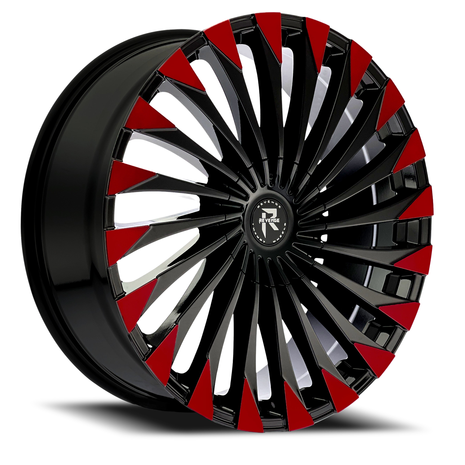 REVENGE LUXURY RL-106 24X9 15 5X115/5X127 BLACK RED FACE