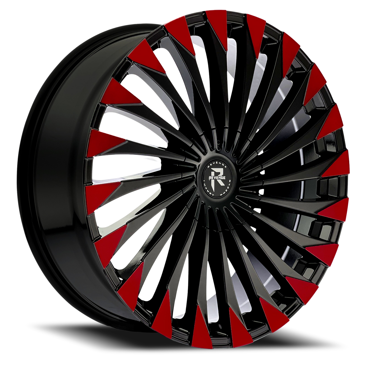 REVENGE LUXURY RL-106 26X10 35 5X115/5X120 BLACK RED FACE
