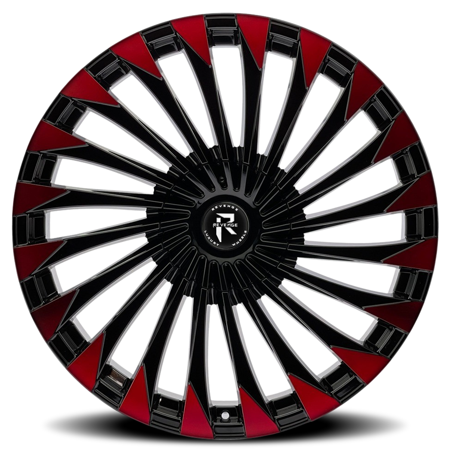 REVENGE LUXURY RL-106 22X8.5 35 5X120/5X114.3 BLACK RED FACE