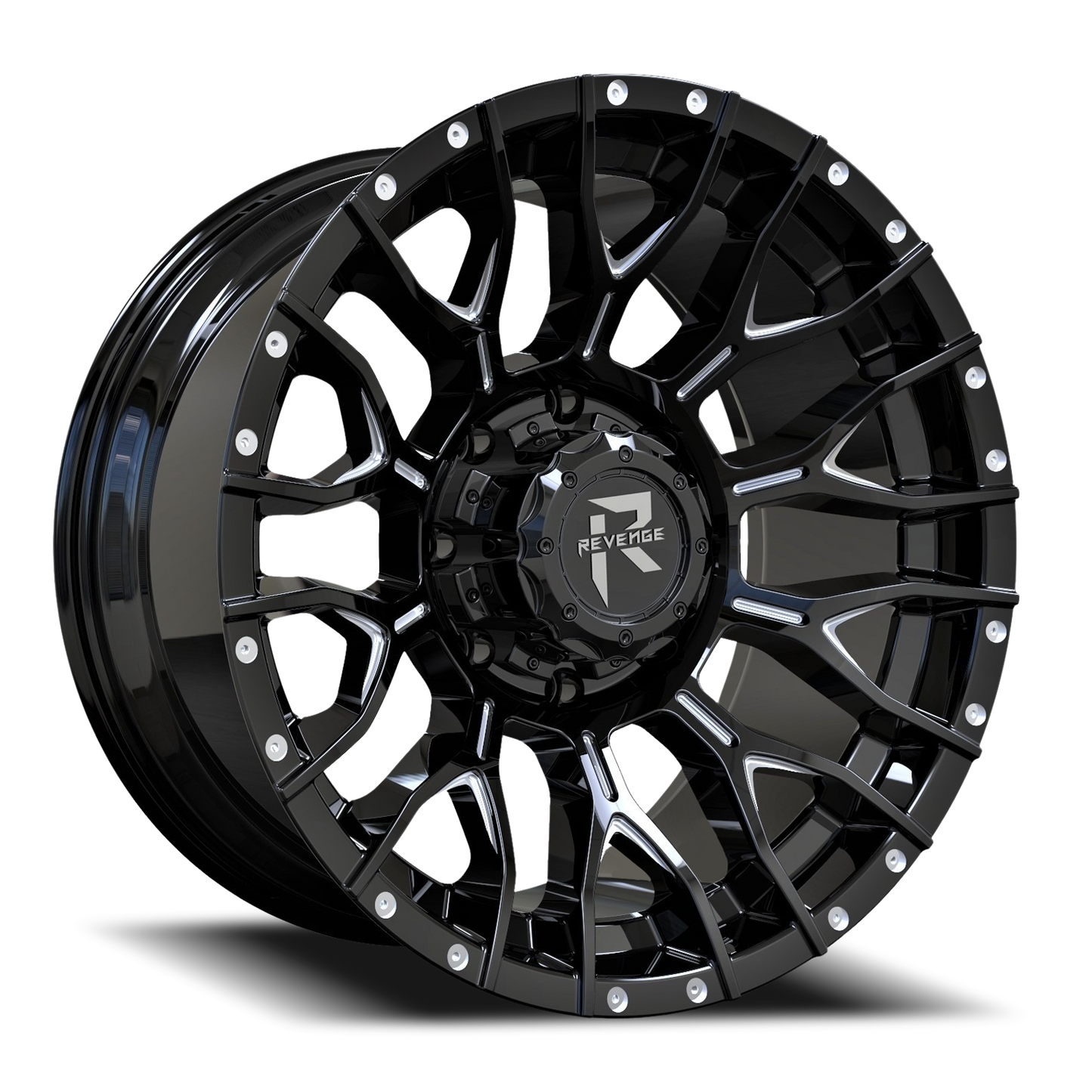 REVENGE OFFROAD RV201 22X12 -44 8X180 BLACK MILLED