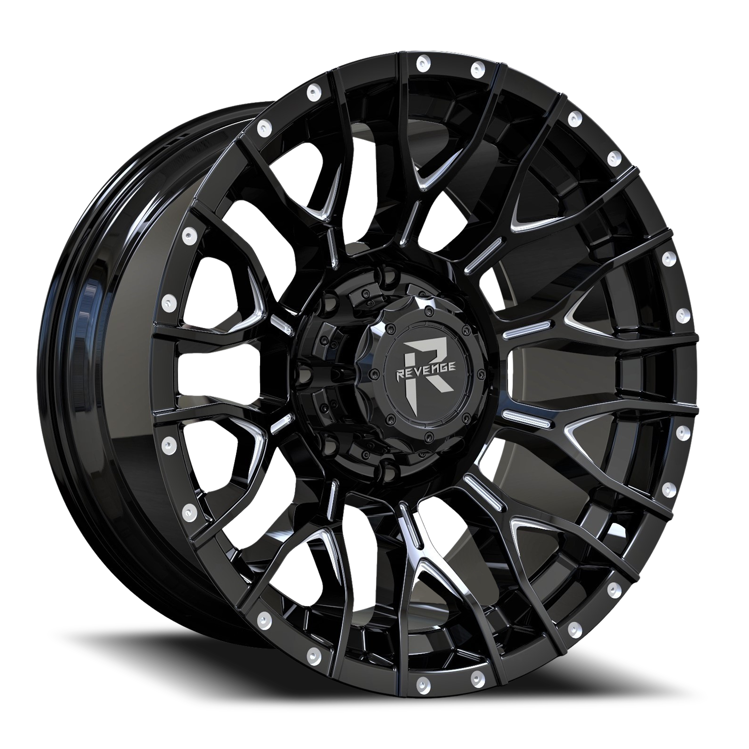 REVENGE OFFROAD RV201 22X12 -44 8X180 BLACK MILLED