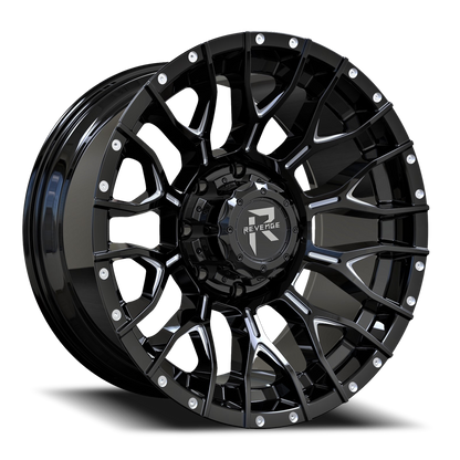 REVENGE OFFROAD RV201 22X12 -44 8X180 BLACK MILLED