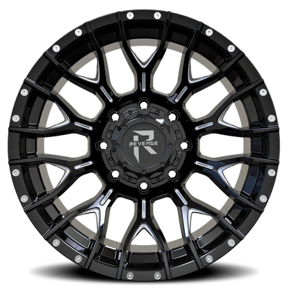 REVENGE OFFROAD RV201 22X12 -44 8X180 BLACK MILLED