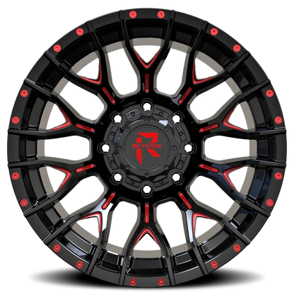 REVENGE OFFROAD RV201 22X12 -44 5X139.7/5X150 BLACK RED MILLED
