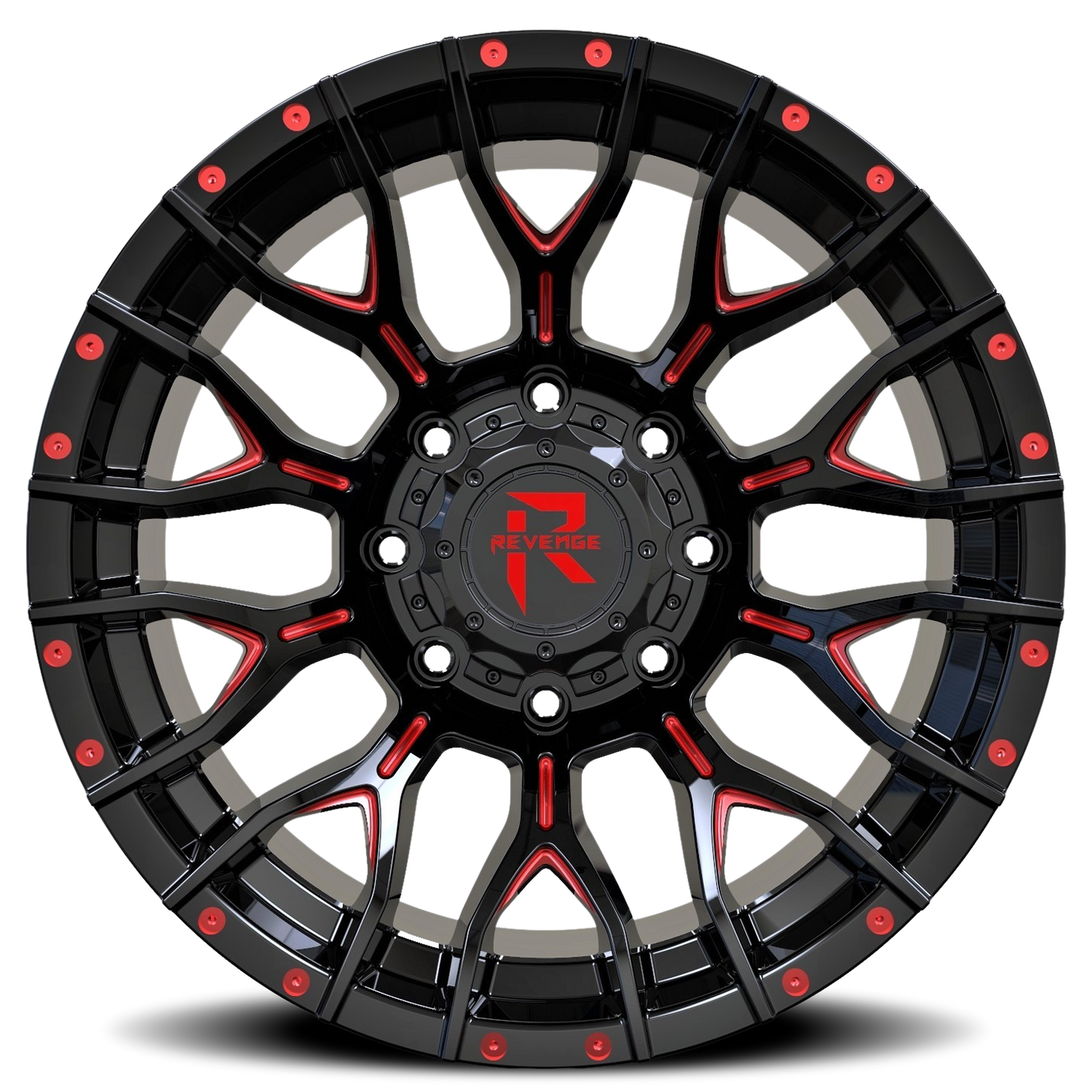 REVENGE OFFROAD RV201 20X10 -19 6X135/6X139.7 BLACK RED MILLED