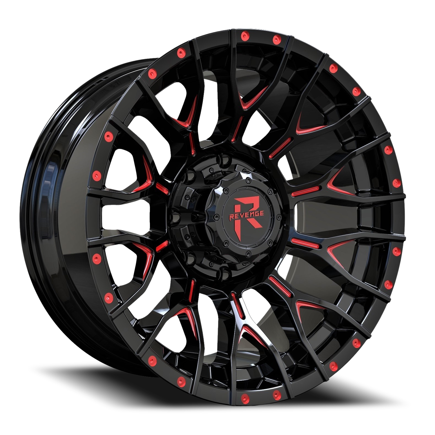 REVENGE OFFROAD RV201 20X9 0 8X165.1 BLACK RED MILLED
