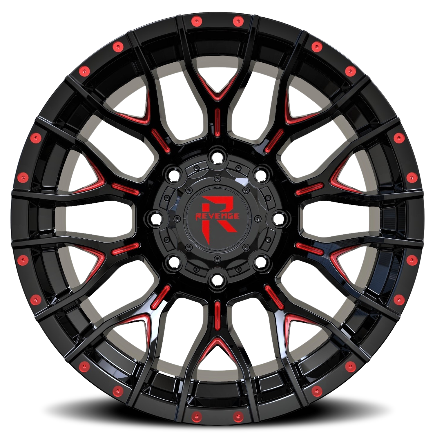 REVENGE OFFROAD RV201 20X9 0 8X170 BLACK RED MILLED