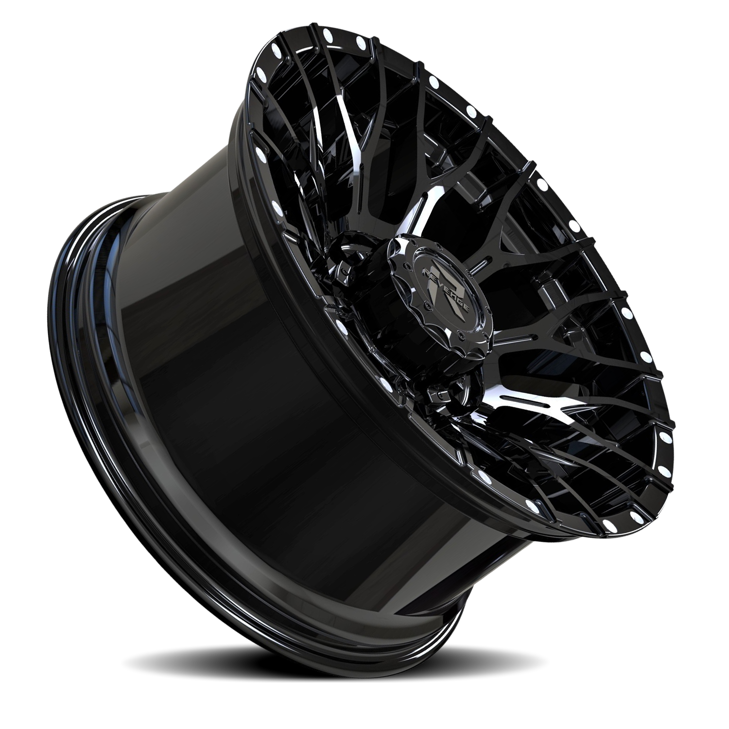 REVENGE OFFROAD RV201 20X10 -19 8X165.1 GLOSS BLACK RIVETS