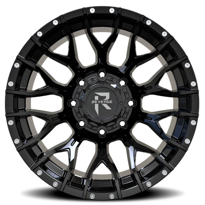 REVENGE OFFROAD RV201 20X10 -19 8X170 GLOSS BLACK RIVETS