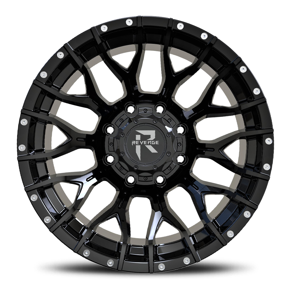 REVENGE OFFROAD RV201 20X9 0 5X127/5X139.7 SATIN BLACK RIVETS