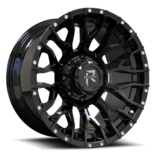 REVENGE OFFROAD RV201 20X10 -19 6X135/6X139.7 SATIN BLACK RIVETS