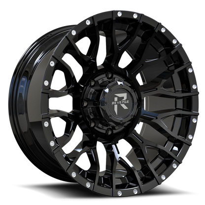 REVENGE OFFROAD RV201 22X12 -44 6X135/6X139.7 SATIN BLACK RIVETS