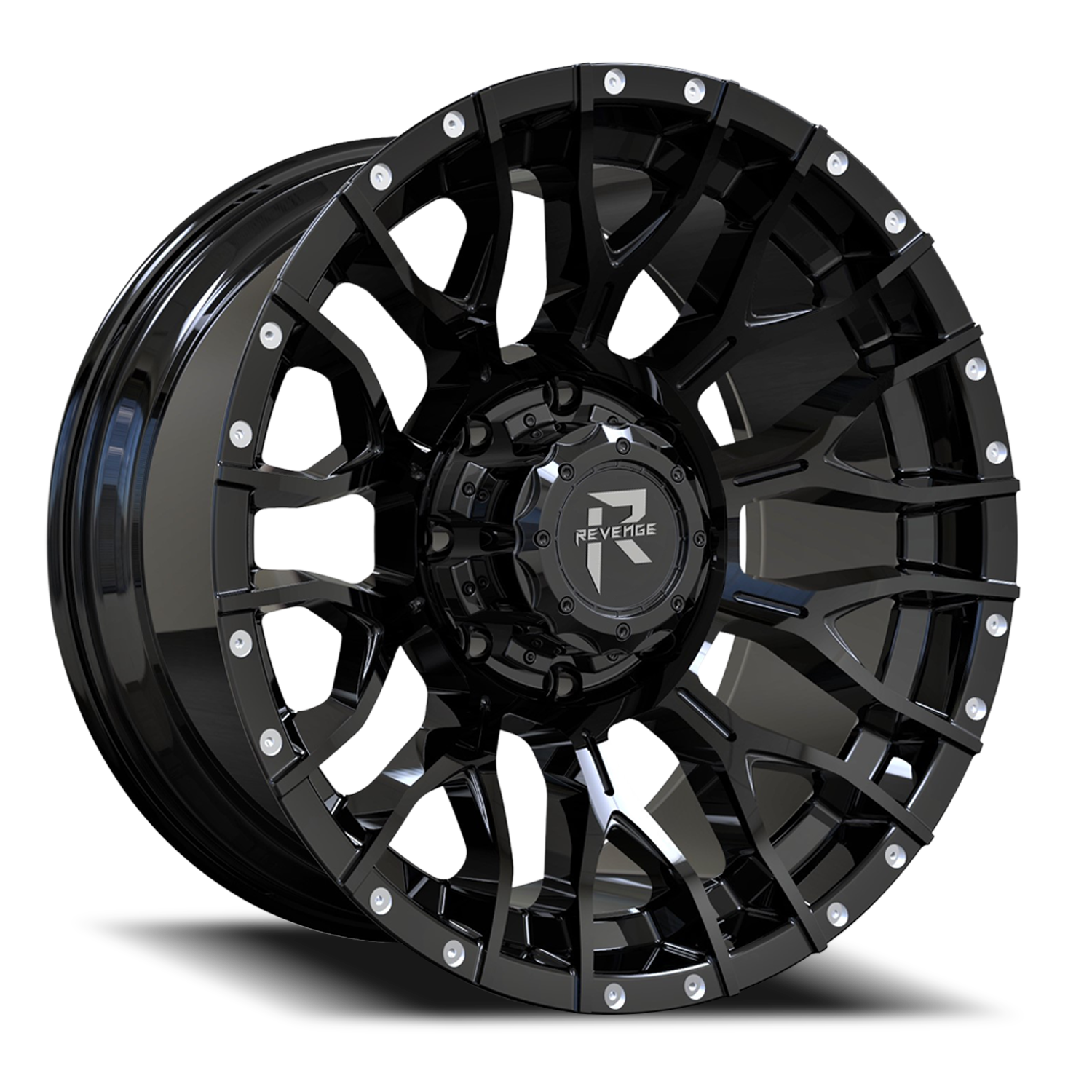 REVENGE OFFROAD RV201 22X12 -44 8X165.1 SATIN BLACK RIVETS