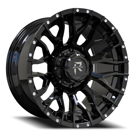 REVENGE OFFROAD RV201 20X9 0 8X165.1 SATIN BLACK RIVETS