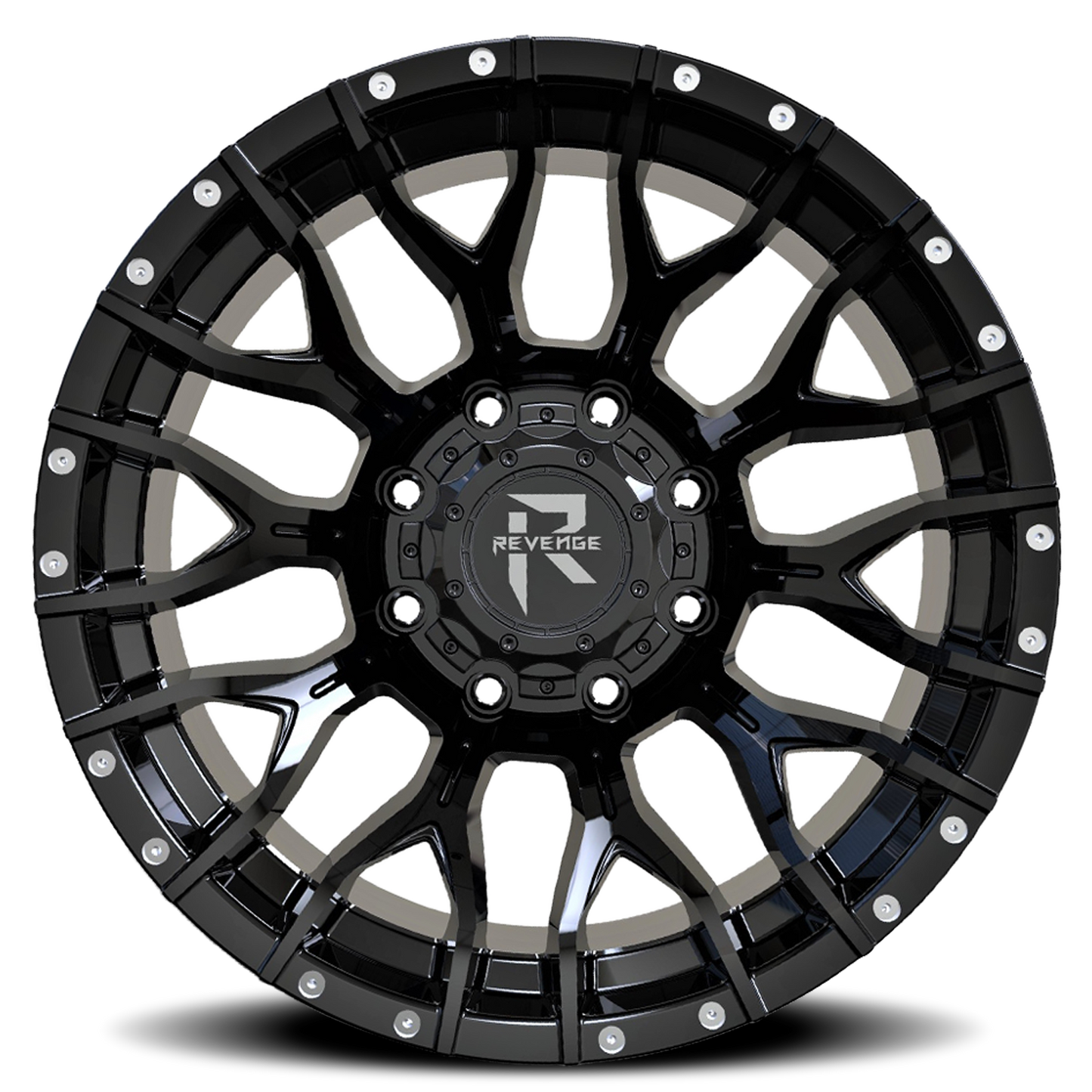 REVENGE OFFROAD RV201 22X12 -44 8X165.1 SATIN BLACK RIVETS