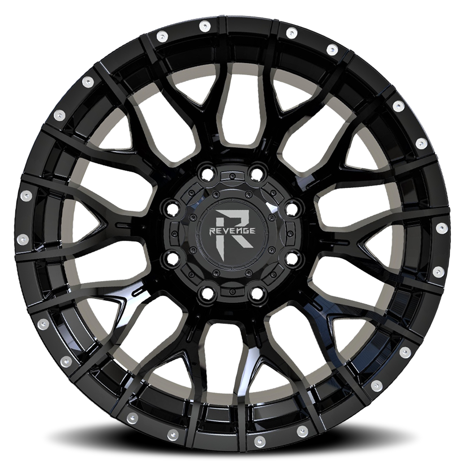 REVENGE OFFROAD RV201 22X12 -44 8X165.1 SATIN BLACK RIVETS