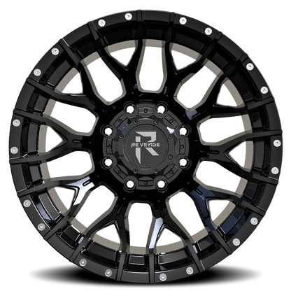 REVENGE OFFROAD RV201 22X12 -44 8X170 SATIN BLACK RIVETS
