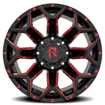 REVENGE OFFROAD RV202 22X10 -19 5X127/5X139.7 BLACK RED MILLED