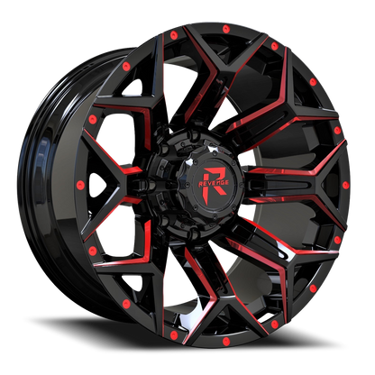 REVENGE OFFROAD RV202 22X12 -44 6X135/6X139.7 BLACK RED MILLED