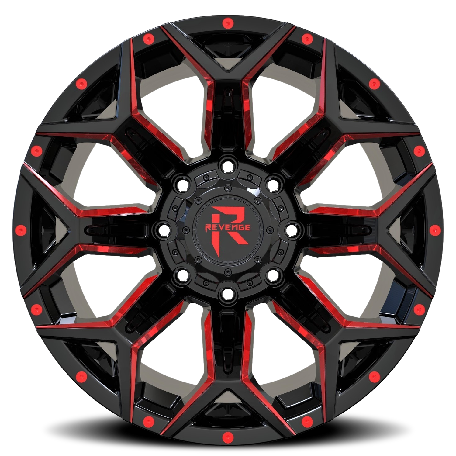 REVENGE OFFROAD RV202 22X10 -19 6X135/6X139.7 BLACK RED MILLED