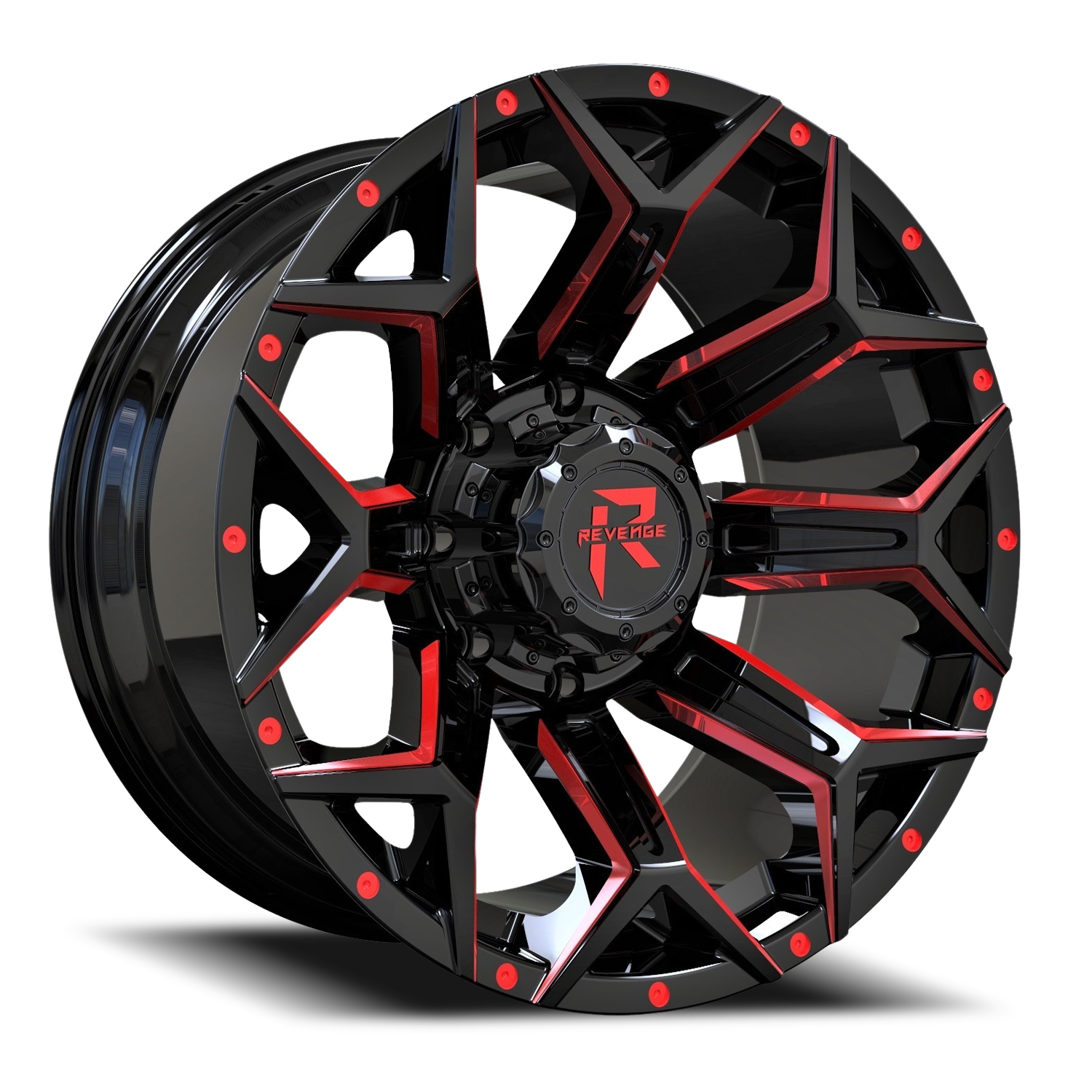 REVENGE OFFROAD RV202 20X10 -19 8X180 BLACK RED MILLED