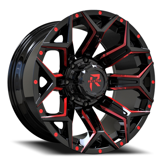 REVENGE OFFROAD RV202 20X10 -19 8X180 BLACK RED MILLED