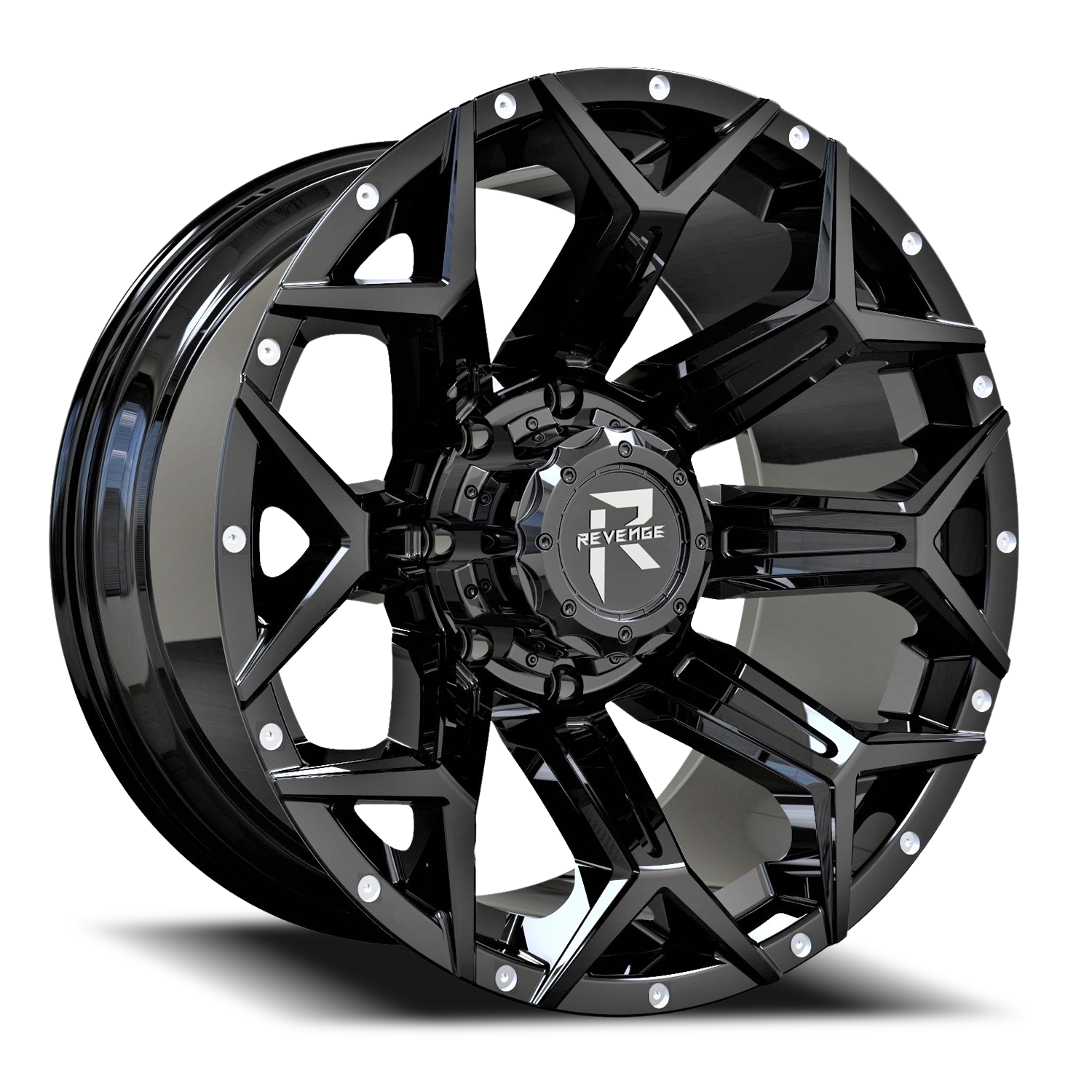 REVENGE OFFROAD RV202 20X10 -19 5X127/5X139.7 GLOSS BLACK RIVETS