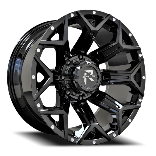 REVENGE OFFROAD RV202 22X10 -19 6X135/6X139.7 GLOSS BLACK RIVETS