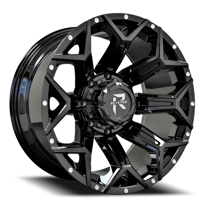 REVENGE OFFROAD RV202 20X9 0 8X180 GLOSS BLACK RIVETS