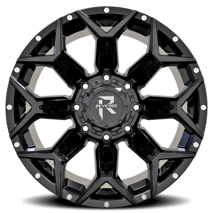 REVENGE OFFROAD RV202 20X10 -19 8X180 GLOSS BLACK RIVETS