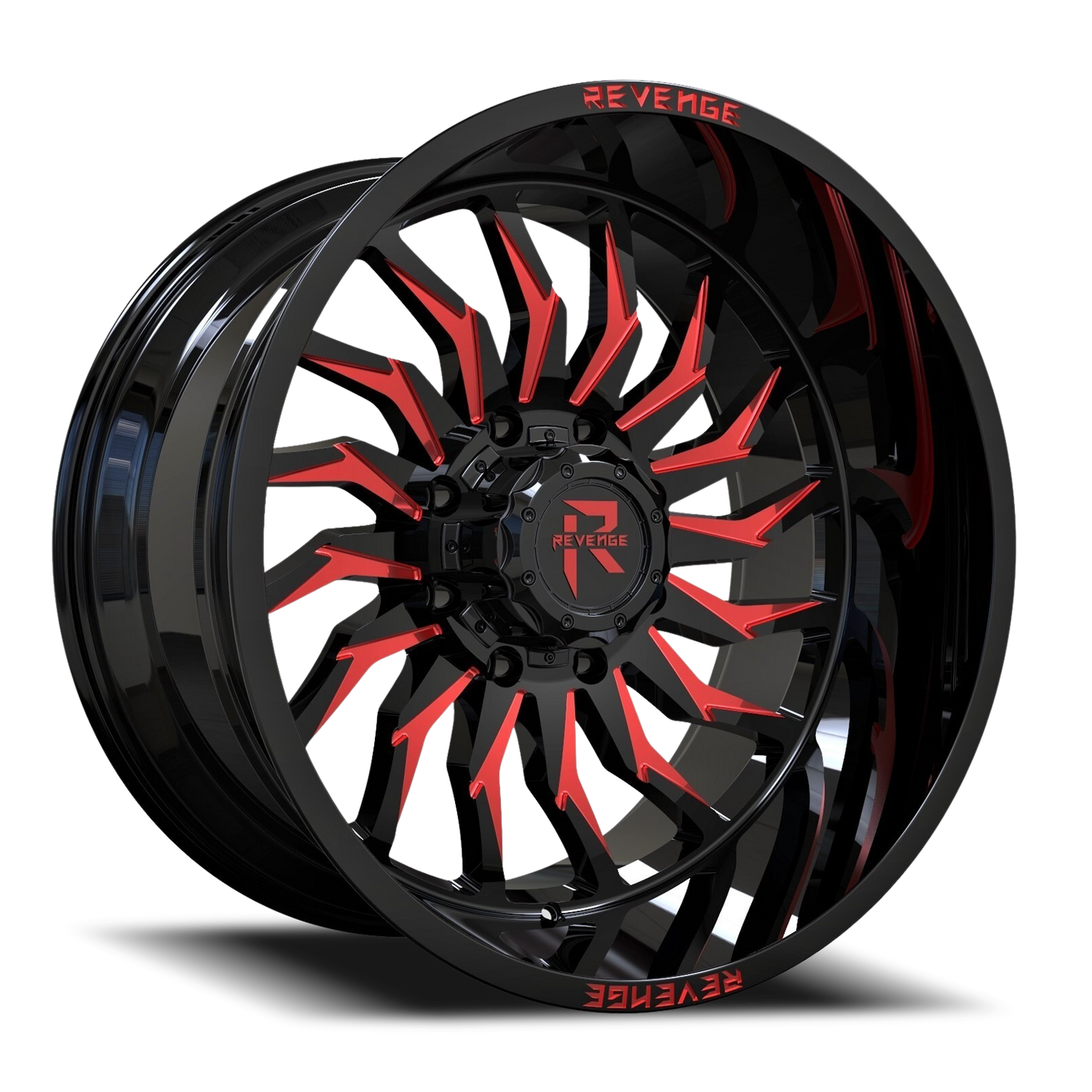 REVENGE OFFROAD RV204 20X12 -44 5X127/5X139.7 BLACK RED MILLED