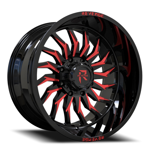 REVENGE OFFROAD RV204 20X12 -44 5X127/5X139.7 BLACK RED MILLED