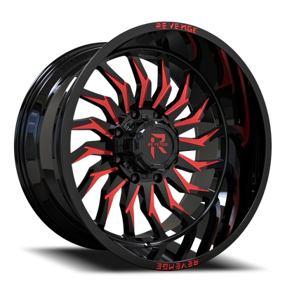 REVENGE OFFROAD RV204 22X12 -44 5X127/5X139.7 BLACK RED MILLED