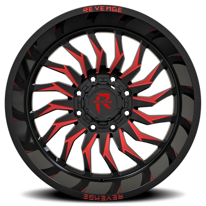 REVENGE OFFROAD RV204 22X12 -44 5X127/5X139.7 BLACK RED MILLED