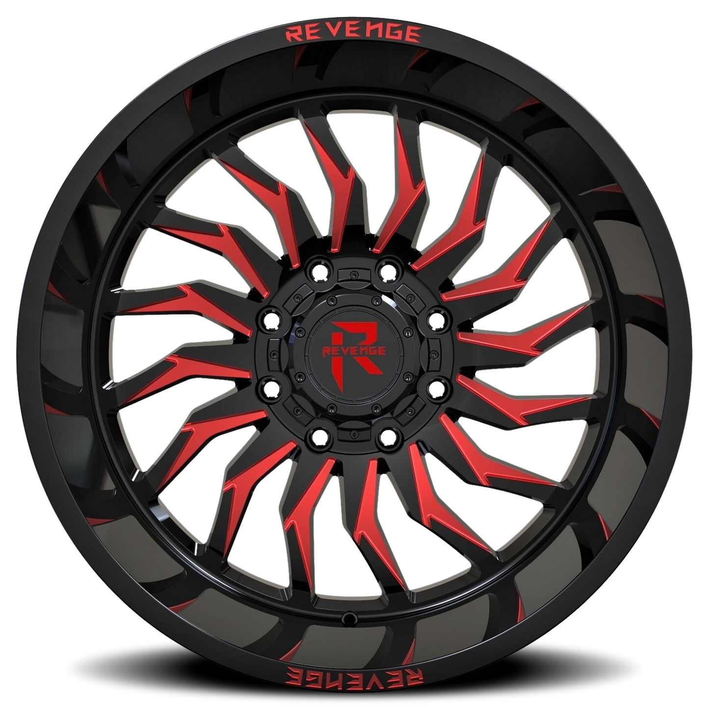 REVENGE OFFROAD RV204 20X12 -44 5X127/5X139.7 BLACK RED MILLED