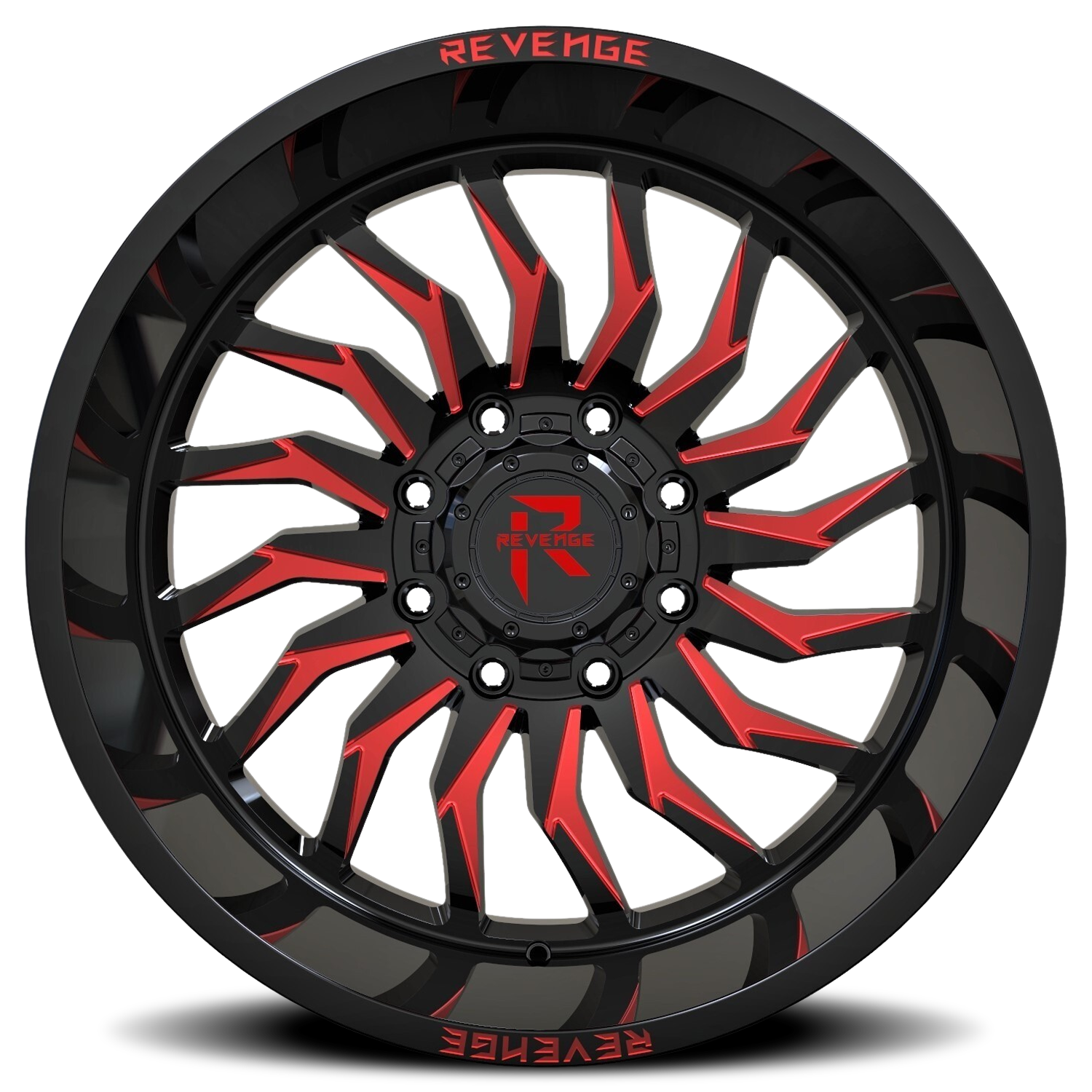 REVENGE OFFROAD RV204 20X12 -44 5X127/5X139.7 BLACK RED MILLED