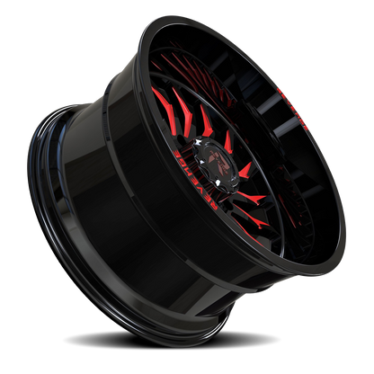 REVENGE OFFROAD RV204 22X12 -44 6X135/6X139.7 BLACK RED MILLED