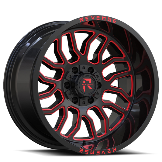 REVENGE OFFROAD RV205 22X12 -44 6X135/6X139.7 BLACK RED MILLED